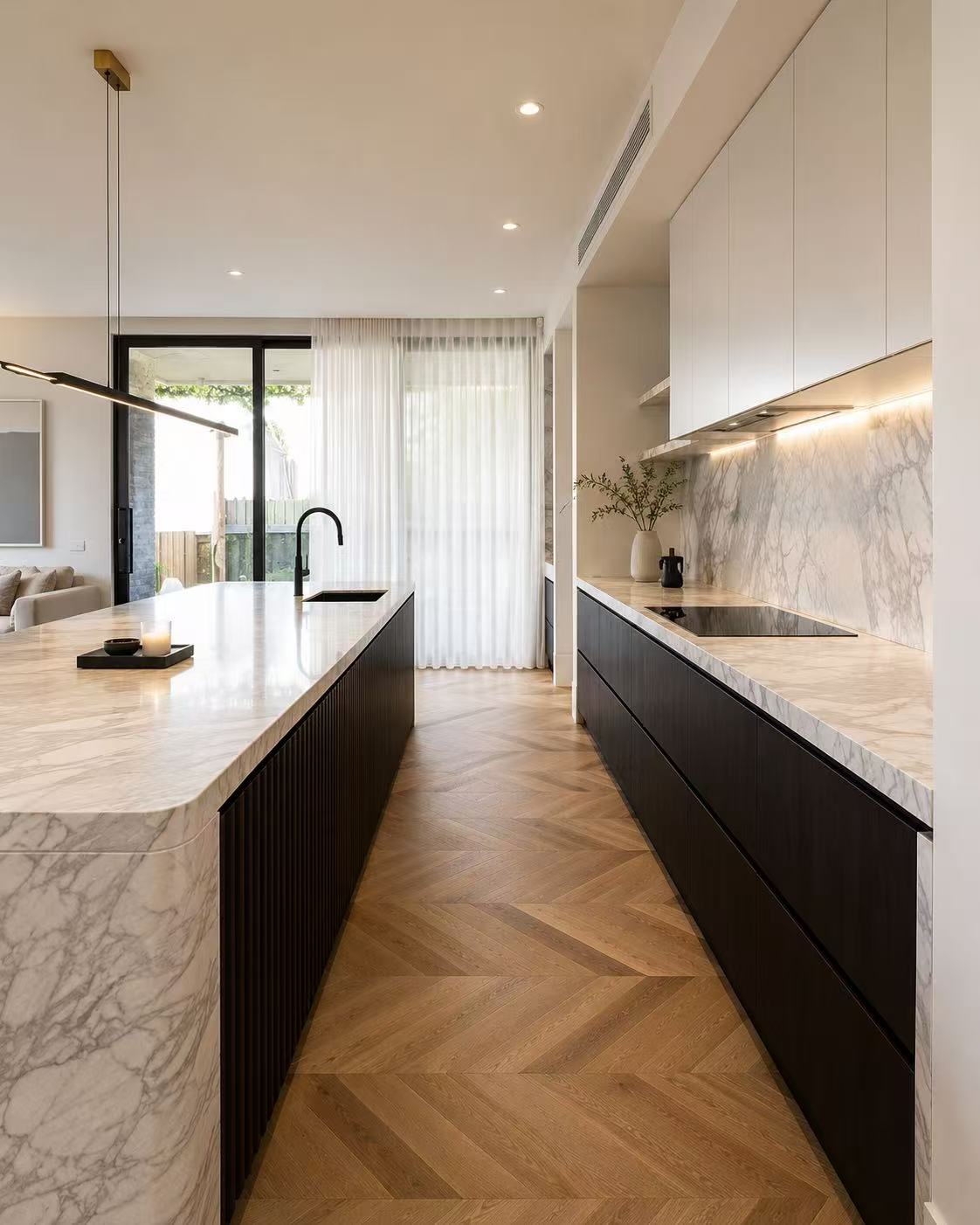 Contrasting black and white kitchen