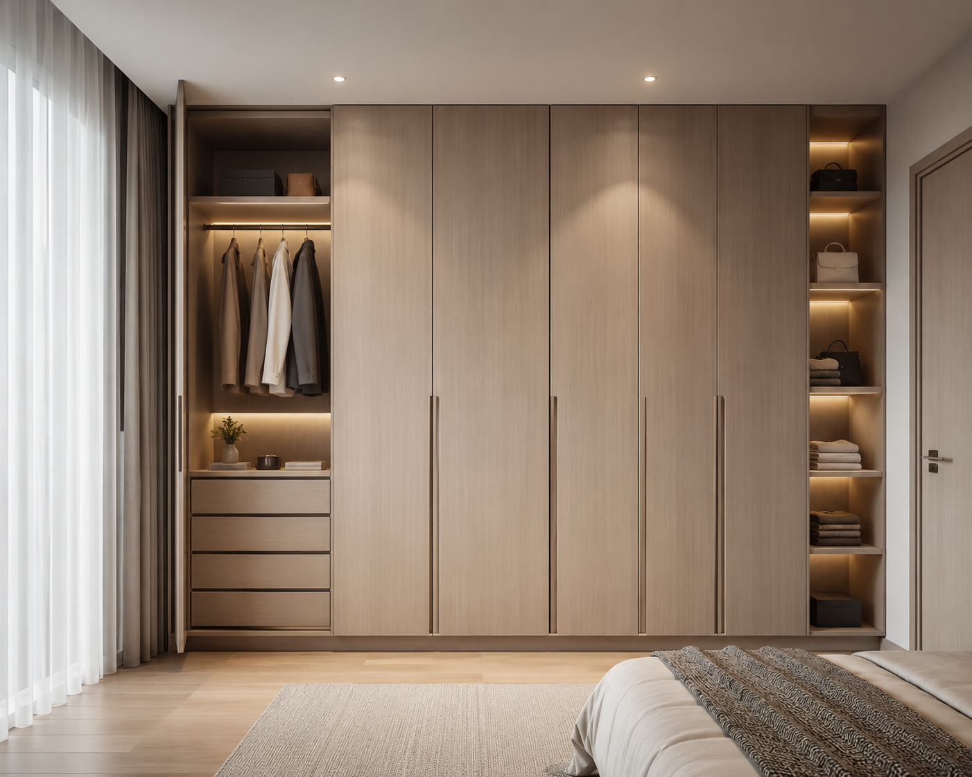 Light oak wardrobe cabinetry
