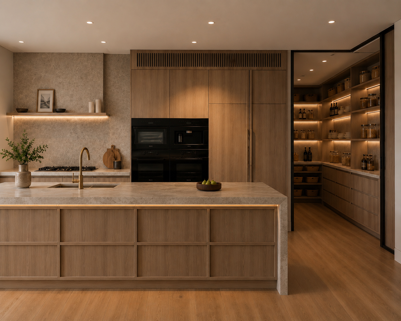 Kitchen renovation scene with custom cabinetry