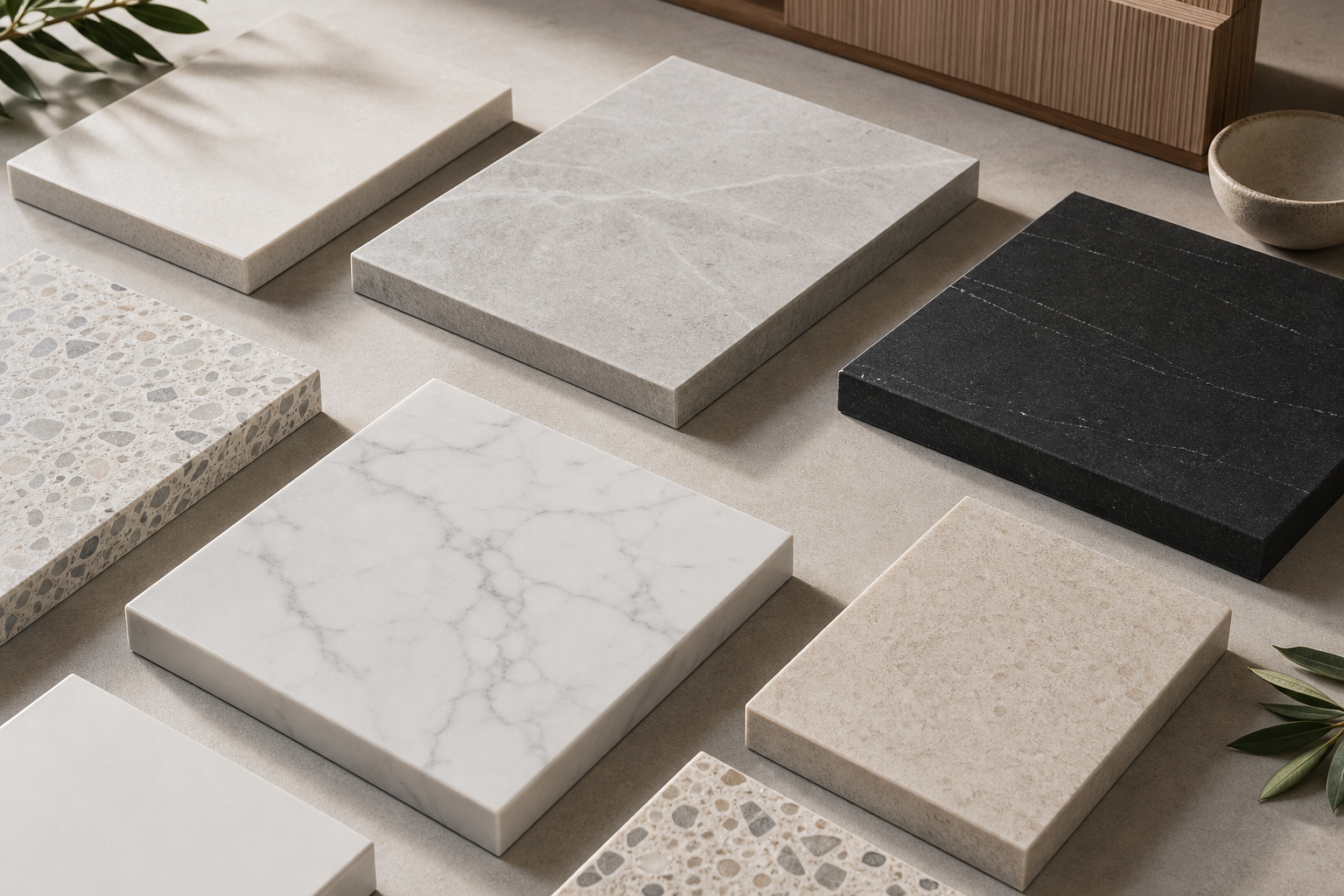 Stone benchtop sample pieces