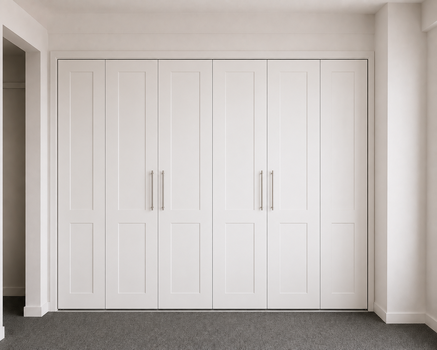 White bi-fold wardrobe with all doors closed